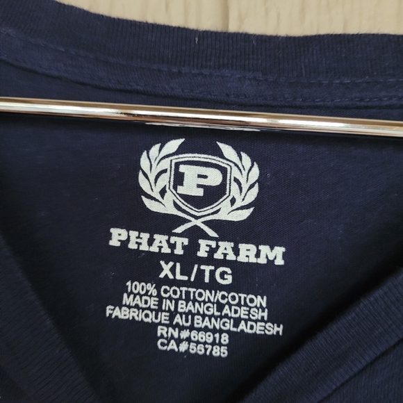 Phat Farm Navy Blue V Neck Shirt Anchor Print - Picture 3 of 4